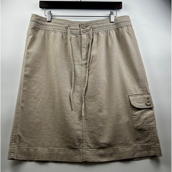 G.H. Bass & Co. Heritage Linen Blend Casual A-Line Utility Skirt Khaki Sz 10 - Picture 2 of 8